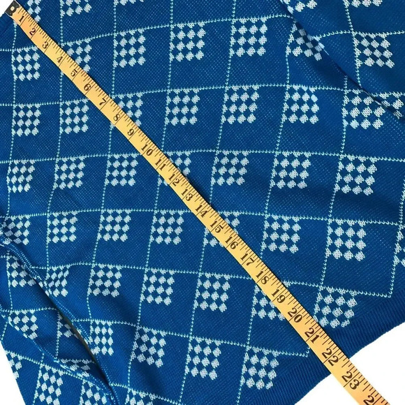 Prime Connection Vintage 80s Geometric Crewneck Knit Sweater Size M Blue White - Picture 14 of 16